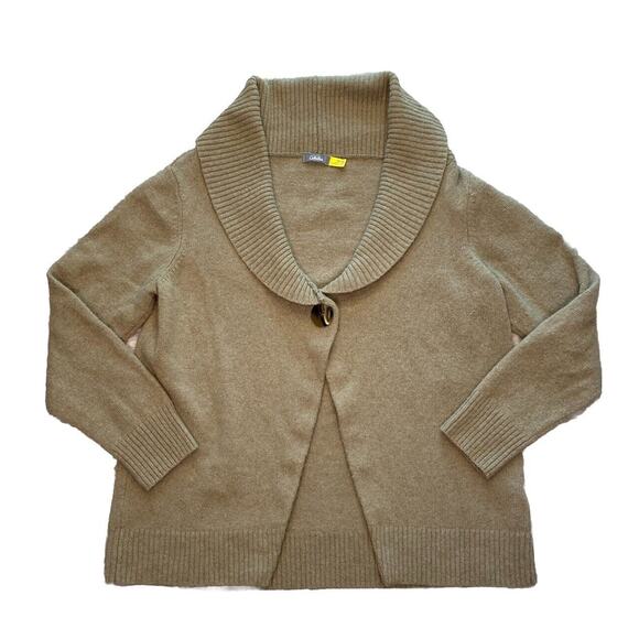 Cabelas Cardigan Sweater Womens XL Snap Button Brown Knit Long Sleeve Wool Nylon - Picture 1 of 3